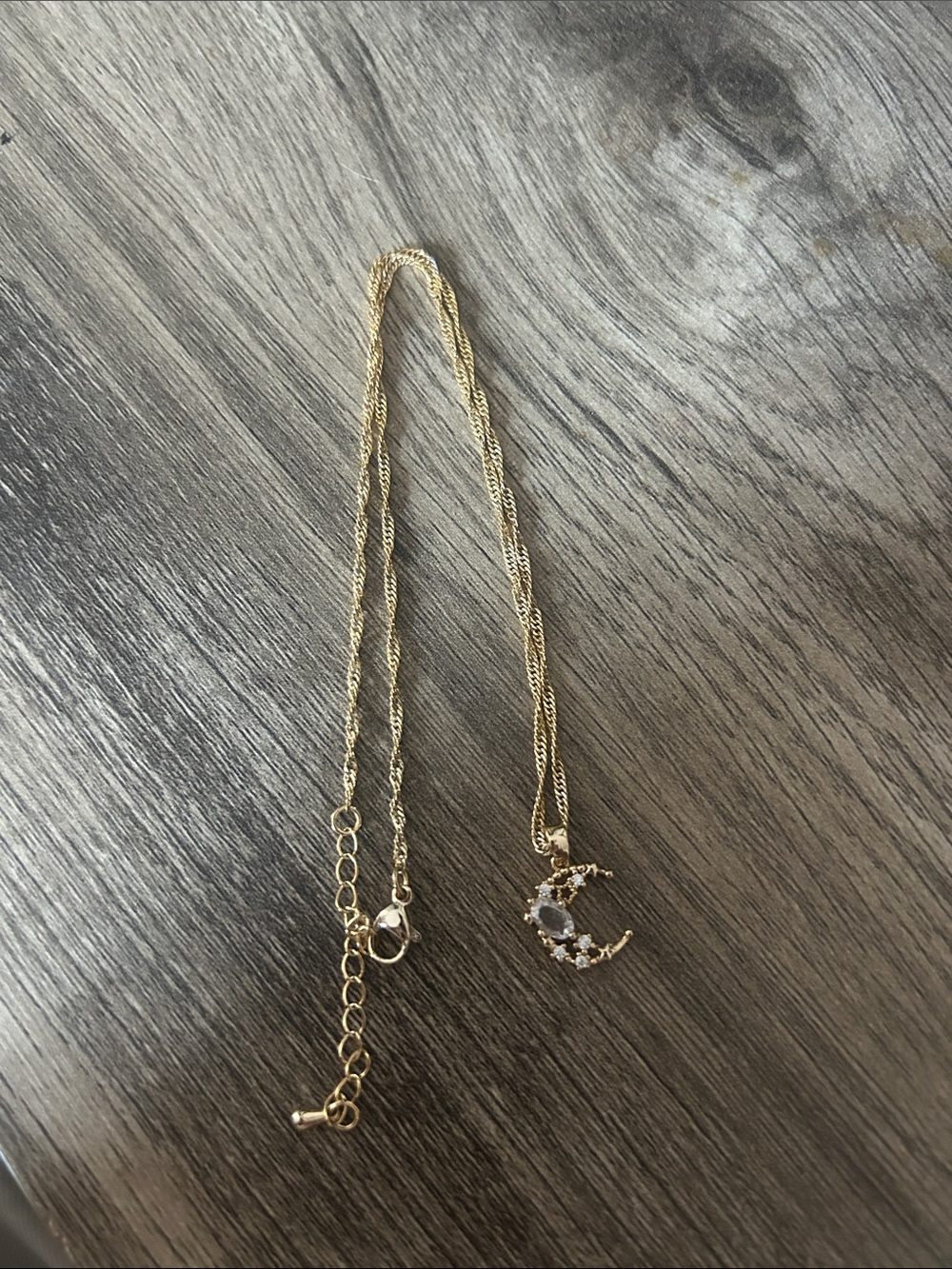 Gold Chain Necklace with Crystal CC Pendant